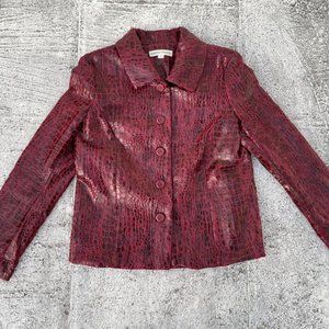 Bamboo Traders Women Jacket Red Faux Leather Man Made Material Coat Size M